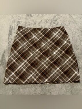 Brown Plaid Mini Skirt